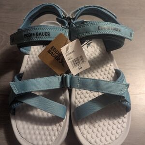 Eddie Bauer Women Sandals SUNRISE 8M Adjustable Straps Gray and Teal